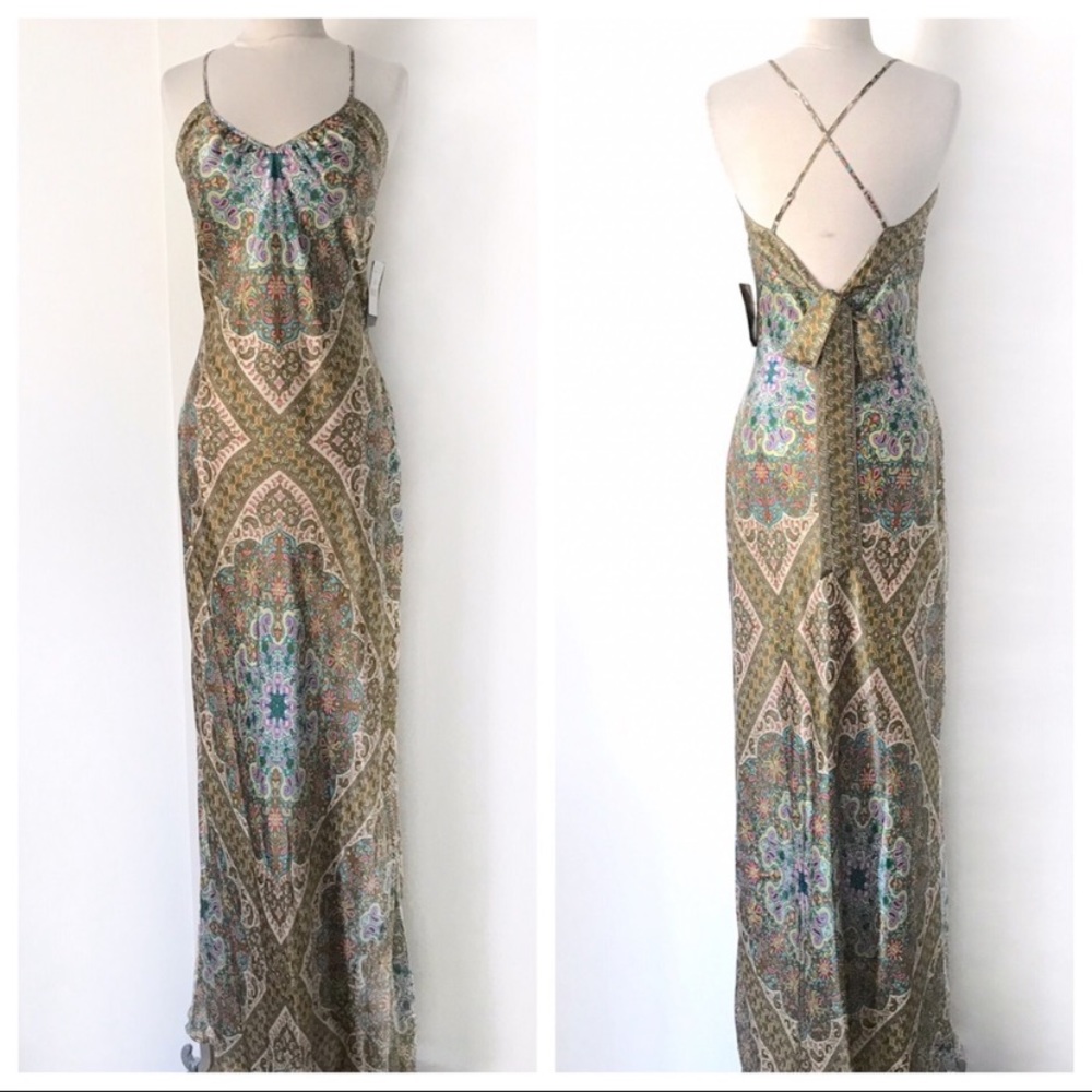 LAST CALL 100% silk paisley maxi gown Nicole 4 NWT